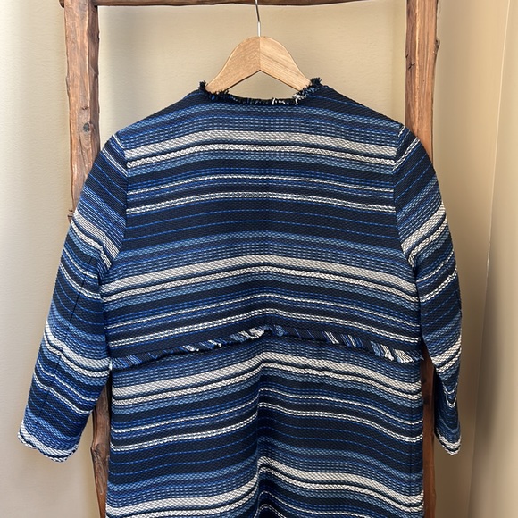 Vineyard Vines Jacket Women's Blue White Open Front Long Sleeve Pockets Size S - Picture 6 of 10